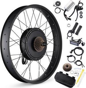 Yescom 26"x4" Fat Tire 48V Ebike Electric Rear Wheel Bicycle Conversion Kit LCD 1000W Dual Controller