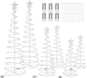 Yescom Sparkle 6 Pack LED Christmas Spiral Light Kit Battery 3/4/6Ft Pre-Lit LED with Star Topper for Indoor Outdoor