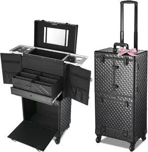 Byootique Rolling Makeup Case Trolley Cosmetic Organizer Hair Stylist Salon
