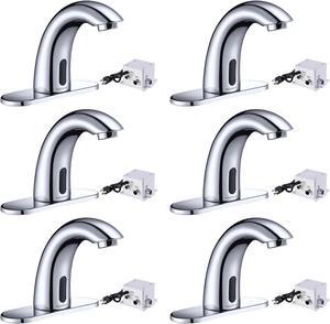 Aquaterior 5" Touchless Bathroom Sink Faucet with Cover Plate Chrome 6 Pack