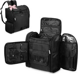 Byootique Hair Tools Travel Bag Barber Soft Sided Backpack Large Capacity Hairstylist Supplies Storage Bag Salon Barber Shop Cosmetology