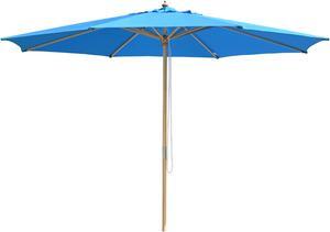 Yescom 13FT Large Outdoor Patio Umbrella UV30+ Wood 8 Rib Pole for Table Beach Yard Garden Wedding Deck Cafe Pool Blue