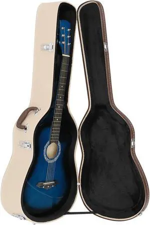 Acoustic Guitar Case Hard Dreadnought 41 Inch Carrying Wooden Hardshell with Lock for Airline Travel