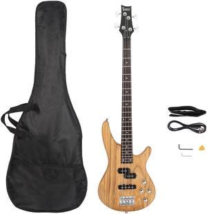 Electric Bass Guitar Full Size Standard Beginner Kit 4 String Cable Strap Carry Bag