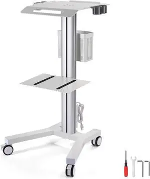 2 Tiers Medical Trolley Mobile Medical Cart Rolling Cart Lab Dental Spa Salon