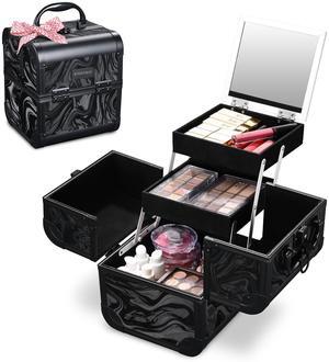Byootique Makeup Train Case Cosmetic Organizer w/ Mirror Tray Artist CB Shadows