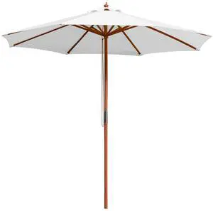 Yescom 9FT Wooden Patio Umbrella UV30+ for Beach Pool Wedding Party Table Market Garden Yard Hotel Deck Cafe White