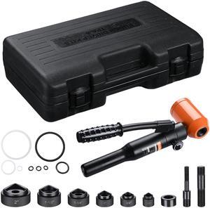 Yescom 8 Ton Hydraulic Knockout Punch Kit 1/2" to 2" 6-Die Conduit Hole Cutter Metalworking Hole Punching