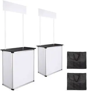 Popup Promotional Counter Table Booth Portable Demo Display Banner Stand 2 Pack