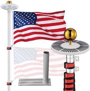 Yescom EZ GO 20Ft Aluminum Telescopic Flag Pole Kit w/ Solar Light & Flagpole Holder for Camper RV Tailgate Yescom EZ GO 20Ft Aluminum Telescopic Flag Pole Kit w/ Solar Light & Flagpole Holder for Camper RV Tailgate
