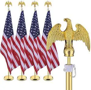 Yescom 4 Pack 6 Ft Aluminum Sectional Indoor Flagpole Kit Eagle Finial US Flag