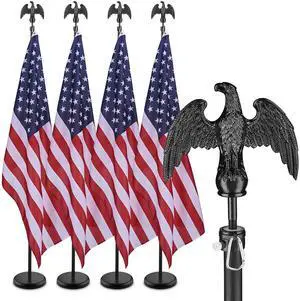 Yescom 4 Pack 6 Ft Sectional Indoor Flag Pole Kit Aluminum US Flag Eagle Finial