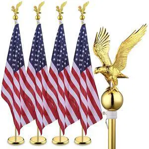 Yescom  4 Pack 6 Ft Indoor Flag Pole Kit  Aluminum w/ Eagle Topper US Flag Office