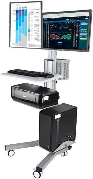 Yescom Desktop PC Mobile Cart for Dual Monitor Wheel Printer Computer Desk Workstation