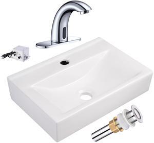 Aquaterior 5" Touchless Bathroom Faucet with Rectangle Vessel Sink Brush Chrome