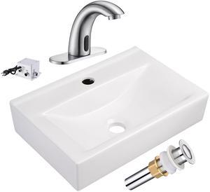 Aquaterior 5" Touchless Bathroom Faucet with Rectangle Vessel Sink Auto Sensor