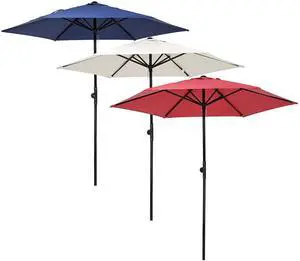 Yescom 7.5Ft Outdoor Patio Umbrella with Tilt Crank Strap UV Block Sunshade Garden Parasol for Yard Deck Market Pool,Navy+Red+Ivory