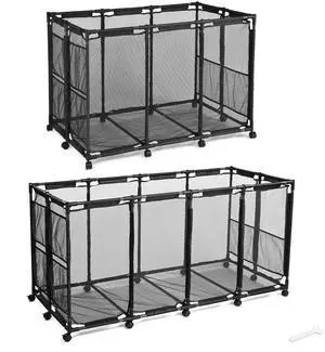 Yescom 2 Pack Pool Toy Storage Bin Mesh Basket Organizer with Wheels Metal Frame
