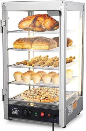 WeChef 600W 5-Shelf Commercial Food Warmer 15" Countertop Catering Pizza Display Case