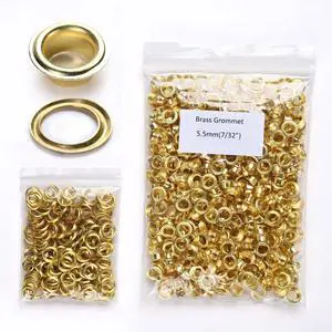 Yescom 500 sets of 7/32" Grommet Kit Size 0 Rust-proof Solid Brass Eyelets and Washers for Hand Press Machine