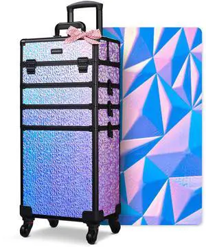 Byootique Mermaid Purple 4in1 Rolling Makeup Train Case Cosmetic Organizer Wheel