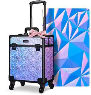 Byootique Rolling Makeup Train Case Cosmetic Trolley Organizer Mermaid Purple