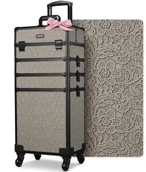 Byootique 4in1 Rolling Makeup Train Case Cosmetic Organizer Rococo GainsBoro
