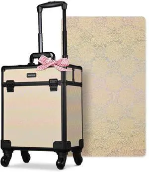 Byootique Rolling Makeup Train Case Cosmetic Trolley Organizer Grace ForgetMeNot
