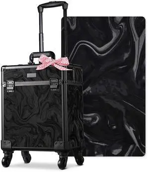 Byootique Rolling Makeup Train Case Cosmetic Trolley Organizer Salon CB Shadows