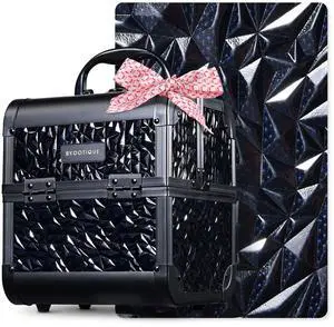 Byootique Makeup Train Case Cosmetic Organizer w/ Mirror Classic Black Artist