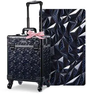 Byootique Rolling Makeup Train Case Cosmetic Trolley Organizer Mermaid Black