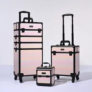 Byootique 3-Piece Makeup Train Cases Cosmetic Organizer Kit Blush ForgetMeNo