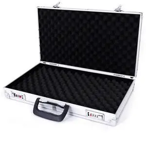 18 Inch Aluminum New Framed Locking Gun Pistol HandGun Lock Box Hard Storage Carry Case Silver