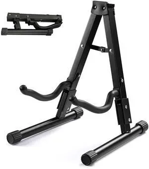 Yescom Folding Guitar Stand Floor A-Frame with Foam Arms Black Instrument Display Stand Universal Fit for Acoustic Guitars Banjo Electric Bass