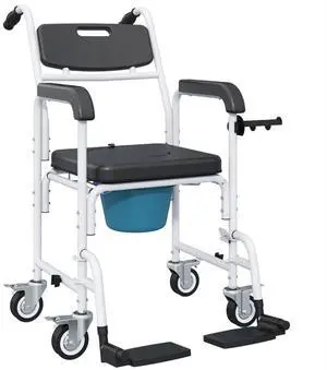 Yescom Bedside Shower Commode Wheelchair w/ wheels for Seniors Elderly Disabled Yescom Bedside Shower Commode Wheelchair w/ wheels for Seniors Elderly Disabled
