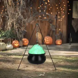 Yescom Halloween Witches Cauldron Large 31" Tripod Hanging Black Pot LED Light Adjustable Chain Hook Decoration Yescom Halloween Witches Cauldron Large 31" Tripod Hanging Black Pot LED Light Adjustable Chain Hook Decoration