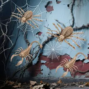 Yescom 2 Pcs Spider and 2 Pcs Scorpion Skeletons Halloween Decor Waterproof Plastic Yard Props 2025