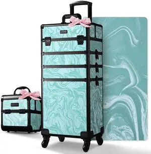 Byootique Rolling Makeup Train Case with Portable Cube Case Cosmetic Organizer Byootique Rolling Makeup Train Case with Portable Cube Case Cosmetic Organizer
