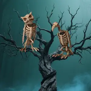Yescom 1 Pcs Vulture & 1 Pcs Owl Skeleton Halloween Decor Life Size Animal Props Indoor Outdoor 2025