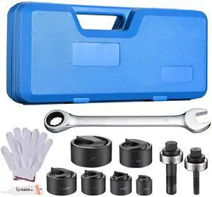 Yescom Manual Knockout Hole Punch Set 1/2" to 2" 6-Die Electrical Conduit Hole Cutter KO Tool Kit