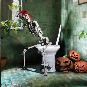Yescom Pirate Life Size Skeleton Poseable Full Size 5.4 Ft Halloween Party Decorations Haunted House 2025