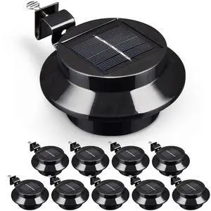 LED Solar Gutter Light Waterproof Outdoor Garden Fence Wall Lights 10 Packs