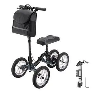 Yescom Knee Scooter, Medical Foldable All Terrain Knee Walker for Adults for Foot Surgery, Black