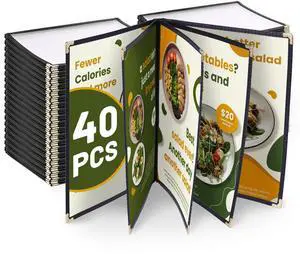 WeChef 40 Pack Restaurant Menu Covers 8.5 x 14inch Book Style 5 Pages 10 Views