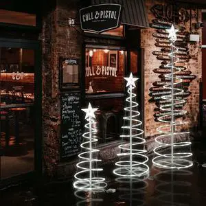 Yescom Sparkle 3Pack LED Christmas Spiral Light Kit 3/4/6Ft Battery Indoor Outdoor Yard Party Shop Decoration Cool White