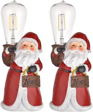 Yescom Resin Santa Claus Light Christmas Party Tabletop Decoration with LED Lamp 2 Pack