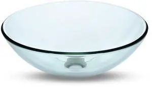 Aquaterior Bathroom Tempered Glass Vessel Sink 16" Round Basin Bowl Transparent