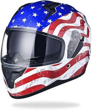 AHR RUN-F Full Face Stars and Stripes Motorcycle Helmet Dual Visor DOT