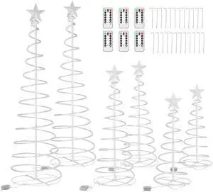 Yescom Sparkle 6 Pack LED Christmas Spiral Light Kit Battery 3/4/6Ft Pre-Lit LED with Star Topper for Indoor Outdoor