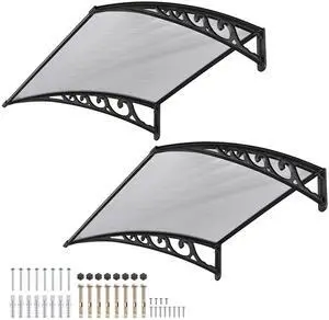Yescom 2Pcs 40"x40" Door Window Awning Whole One-piece Polycarbonate UV30+ Outdoor Rain Snow Protection White Board